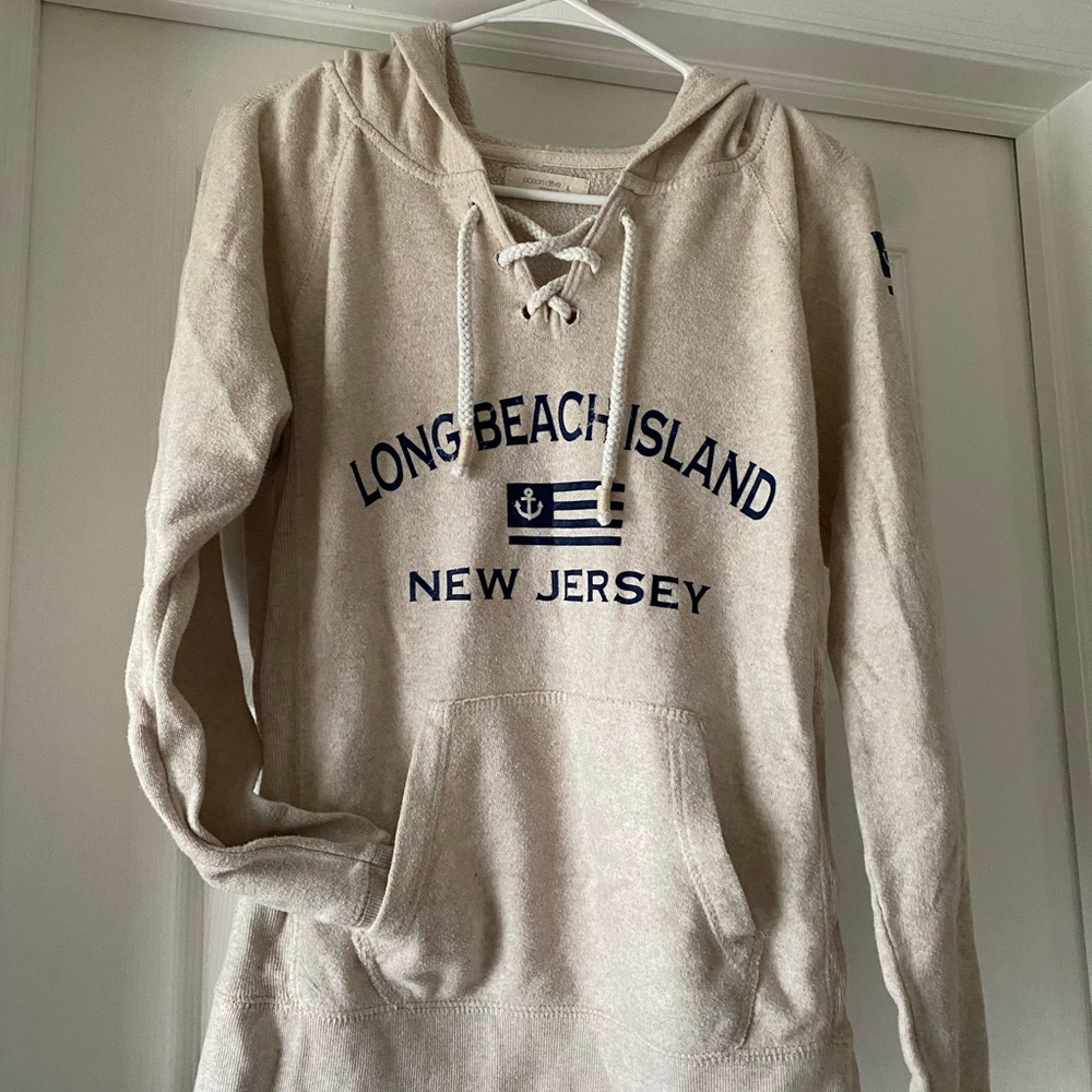 Beige Long Beach Island Hoodie